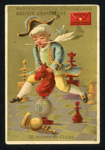 Werbung für die Societe Cooperative Schuhfabrik, 18 Avenue de Clichy, Paris von French School